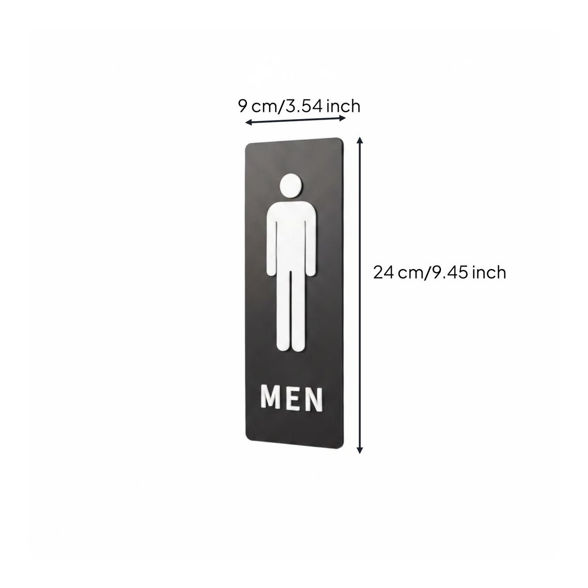Wall-Mounted Restroom Plaque Slim Black Restroom Sign
