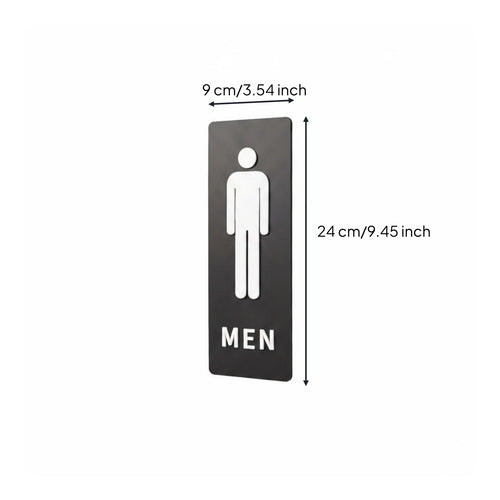 Wall-Mounted Restroom Plaque Slim Black Restroom Sign