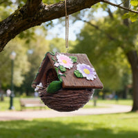 Resin Flower Bird Nest Weather Resistant Hanging Hummingbird House for Gardeners