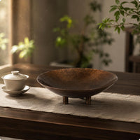 Three-Leg Fruit Bowl New Chinese Style Copper Finish Fruit Dish Sturdy Footed Serving Bowl for Tabletop