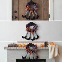 Wreath with Witch Legs Striped Door Wreath Easy to Hang Wall Hanging for Entryway