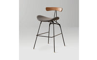 Modern Bar Stool with Backrest Upholstered Bar Stool with Footrest Long-Lasting Furniture Supportive for Cafe