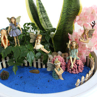 Resin Flower Fairy Figurine Set for Miniature Garden and Potted Plant Decor