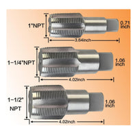 3 Pieces NPT Pipe Tap Set Metal Hex Shank Taps Precision