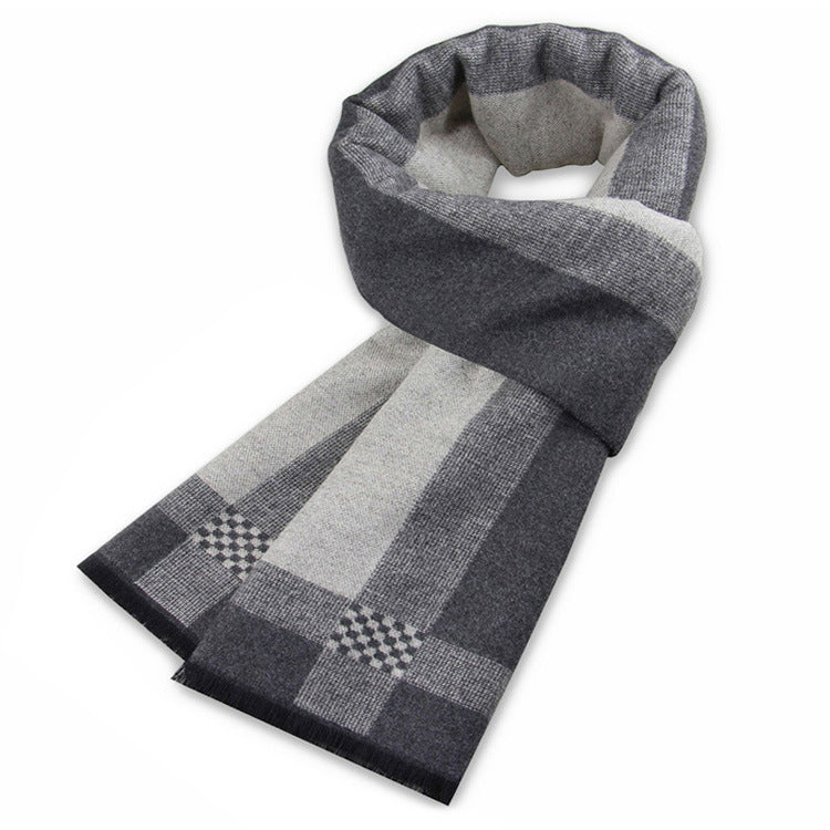 Men's European Style Plaid Business Scarf for Autumn/Winter