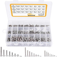 1080pcs Screw Assortment Kit, 304 Stainless Steel, Cylindrical Head Hex Socket Screws and Nuts