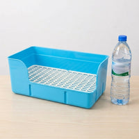 High Sided Litter Box Bunny Litter Tray, Reinforced Bunny Litter Box with Removable Pan and Mesh Grate, Anti-Tip Design for Enclosures, 40x22.5x17cm