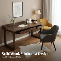Solid Wood Double Desk Spacious Workspace Long Two Person Desk with Drawers Stable and Sturdy Mid-Period Modern Workstation for Remote Workers