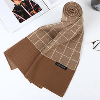 Men's Plaid Wool Scarf Winter Warm Cashmere Feel Shawl