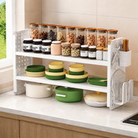 Modern Kitchen Rack, Desktop Rack, 2-Tier, Seasoning Rack, Spice Rack, 60cm Width, Metal, White, Storage