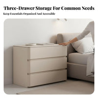 Modern Design 3-Drawer End Table Minimalist design Nightstand Sturdy Construction Bedroom Furniture Large Capacity for Homeowners, partners, Students, Guest Room, Office