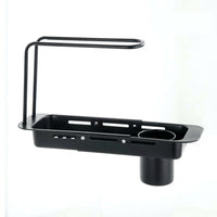 Dish Rack and Dish Drainer with Sink Strainer, Stainless Steel Utensil Holder, Extendable 45cm Kitchen Sink Sponge Holder with Towel Bar, Grey