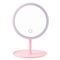 LED Lighted Makeup Mirror with Stand, Portable Folding Cosmetic Mirror for Desktop and Travel