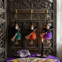 跨境批发万圣节扫把铃铛女巫挂件鬼屋吊顶装饰品场景布置悬挂装饰