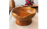 Fruit Bowl Rustic Fruit Bowl with Pedestal Base Sculptural for Dining Room