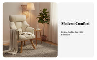 Upholstered Rotate Chair with Wood Legs Comfortable