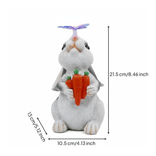 Rabbit Carrot Statue LED Light Solar Rabbit Statue Warm Radiance for Garden