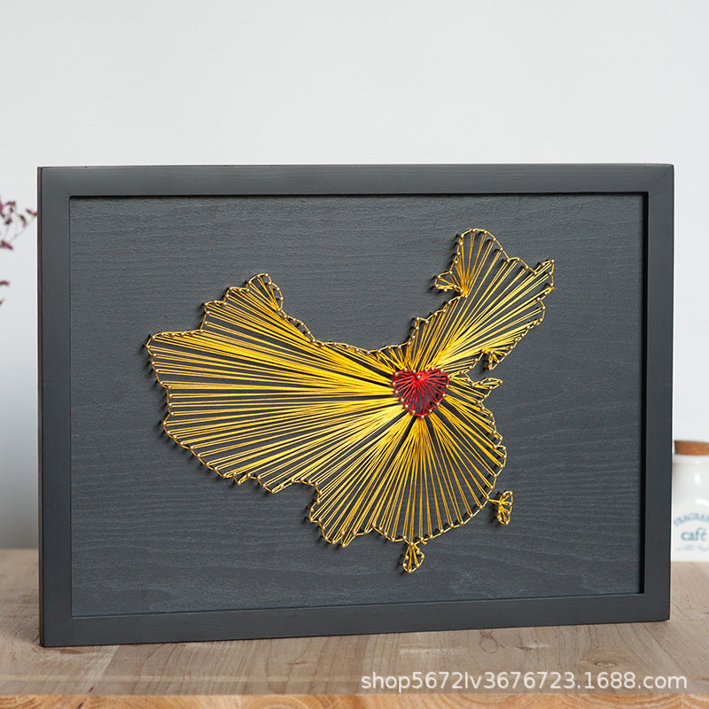 DIY Red Flag String Art Kit for Kids, Patriotic Theme Craft Decoration