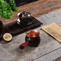 Purple Copper Side-Handle Fair Cup, Pure Copper Tea Sea, 260cc, for Stove-Top Tea and Milk Warming