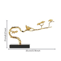 Bird Sculpture with Crystal Base Metal Ornament with Branch Whimsical