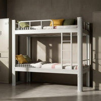 Metal Bunk Bed Space-Saving Steel Bunk Bed Heavy-Duty Furniture for Teens, Students, Shared Bedrooms, Dorm Rooms, Accommodation for Learners