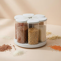 Rotating Grain Storage Box Food-Grade 6-Compartment Rice Dispenser
