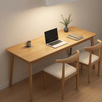 Long Rectangular Desk Modern Design Wood Writing Desk Wide Tabletop Long Study Table
