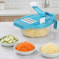 Multifunction Manual Vegetable Cutter with Bowl Interchangeable Multi Blade Mandoline Cutter Space-Saving Manual Vegetable Grater Countertop-Friendly for Home Cooks