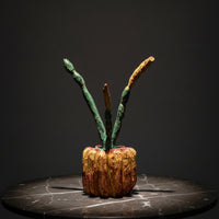 Pumpkin Figurine Distressed Ornament Sculptural for Living Room