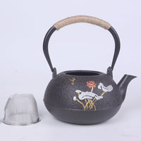 典工堂铁壶仿日本南部铸铁壶双铁银叶荷花生铁壶 烧水壶 茶具茶壶