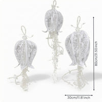 3 Pieces Hanging Ornament with Pearl Beads Beaded Lace Bell Ornament Romantic