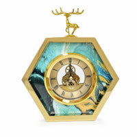 Clock with Deer Figurine Decorative Analog Clock with Roman Numerals Modern Timepiece for Bedroom