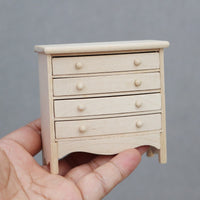 1:12娃娃屋dollhouse迷你家具微缩食玩木质微缩柜子四格抽屉柜