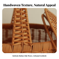 Faux Rattan Basket with Lid Versatile Braided Container Basket with Lid Multipurpose for Homemakers, Homeowners, Home Decor, Outdoor, Weddings