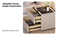 Smart Nightstand Modern Design Illuminated Charging Stand Ample Drawer Space