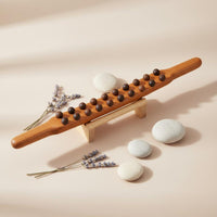 Double Row Massage Stick Full Body Use Wooden Bead Massage Roller for Home