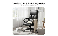 Upholstered Computer Chair with Headrest Space Saving Rolling Seat for Dorm Room