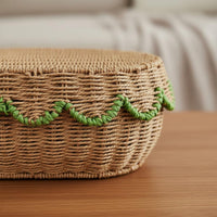 Woven Basket with Lid Materials Handmade Wicker Design Basket Handwoven Oval Paper Rope Storage Box