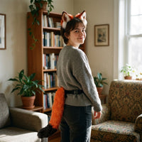 2 Pieces Wolf Ears and Tail Set Faux Hair Wolf Costume Accessory Set Furry Animal Ears and Tail for Cosplayers, Kids, Cosplay, Halloween, Photo Shoots