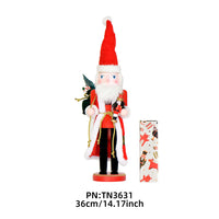 36cm Santa Claus Nutcracker Solid Wood Figurine Christmas Decoration