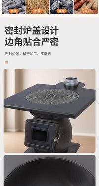 柴火取暖炉家用室内采暖炉冬天室内新型铸铁柴煤两用无烟烤火厂家