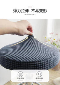 Round Stool Cover with Checkered Pattern, Dust-Proof