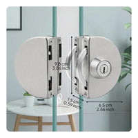 Glass Door Lock, no tools required, stainless steel sliding door security lock for office, shop, home, double or single doors, key unlock, easy installation, privacy protection