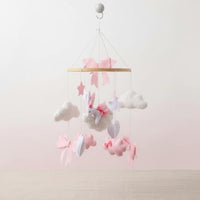 Pink Felt Crib Mobile Easy to Install Nordic Baby Mobile for Babies, Newborns
