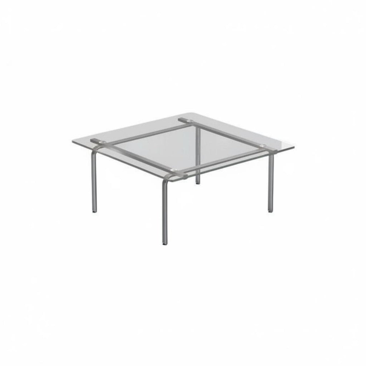 Clear Glass Surface Metal Frame Table Modernist Design Movement Cylindrical Frame Glass Table Minimalist Design Modern Look