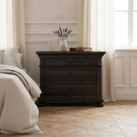 3-Drawer Nightstand French Country Design 3-Drawer Carved End Table for Students