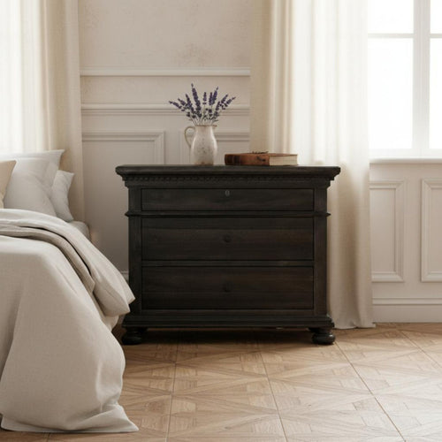 3-Drawer Nightstand French Country Design 3-Drawer Carved End Table for Students