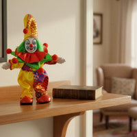 Ceramic Clown Doll Hand Painted Collectible Harlequin Figure Poseable Body