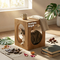 Cat House Side Table Dual Use Cat House Table 2-in-1 Nightstand for Bedroom