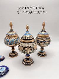 新品土耳其进口纯手工紫铜雕花珐琅彩糖罐果盘实用兼摆设装饰